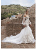 Strapless Ivory Lace Tulle Modern Wedding Dress